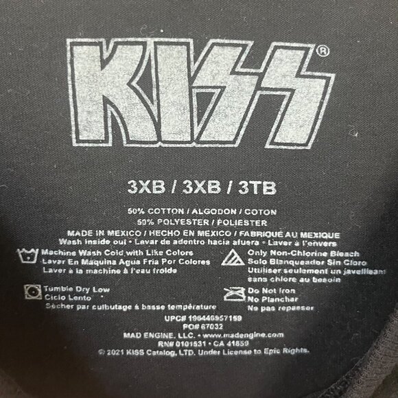 Kiss Band Concert Tshirt Mens Black Crew Neck Size 3XB - Picture 6 of 6